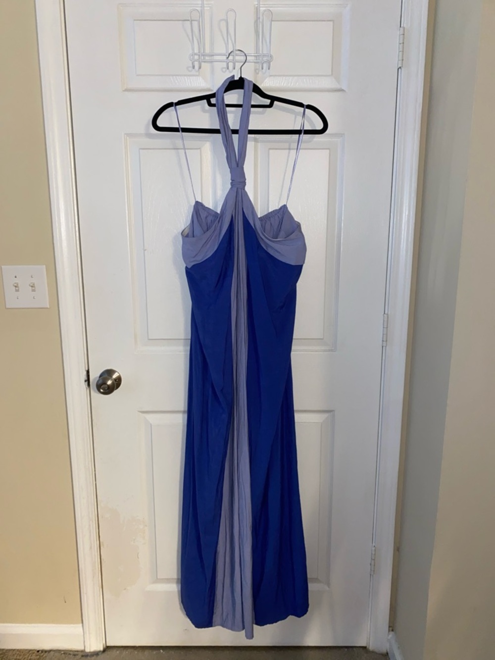 Nine West Two-Tone Blue Halter Maxi Dress